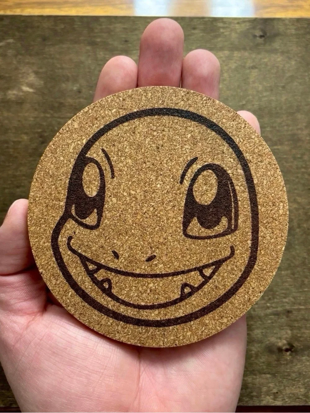 Pokemon Charmander Face Laser Engraved Cork Coaster